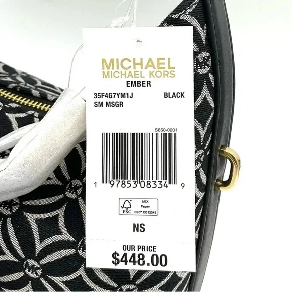 Michael Kors Ember Small Logo Jacquard Messenger Bag Black - Picture 11 of 11